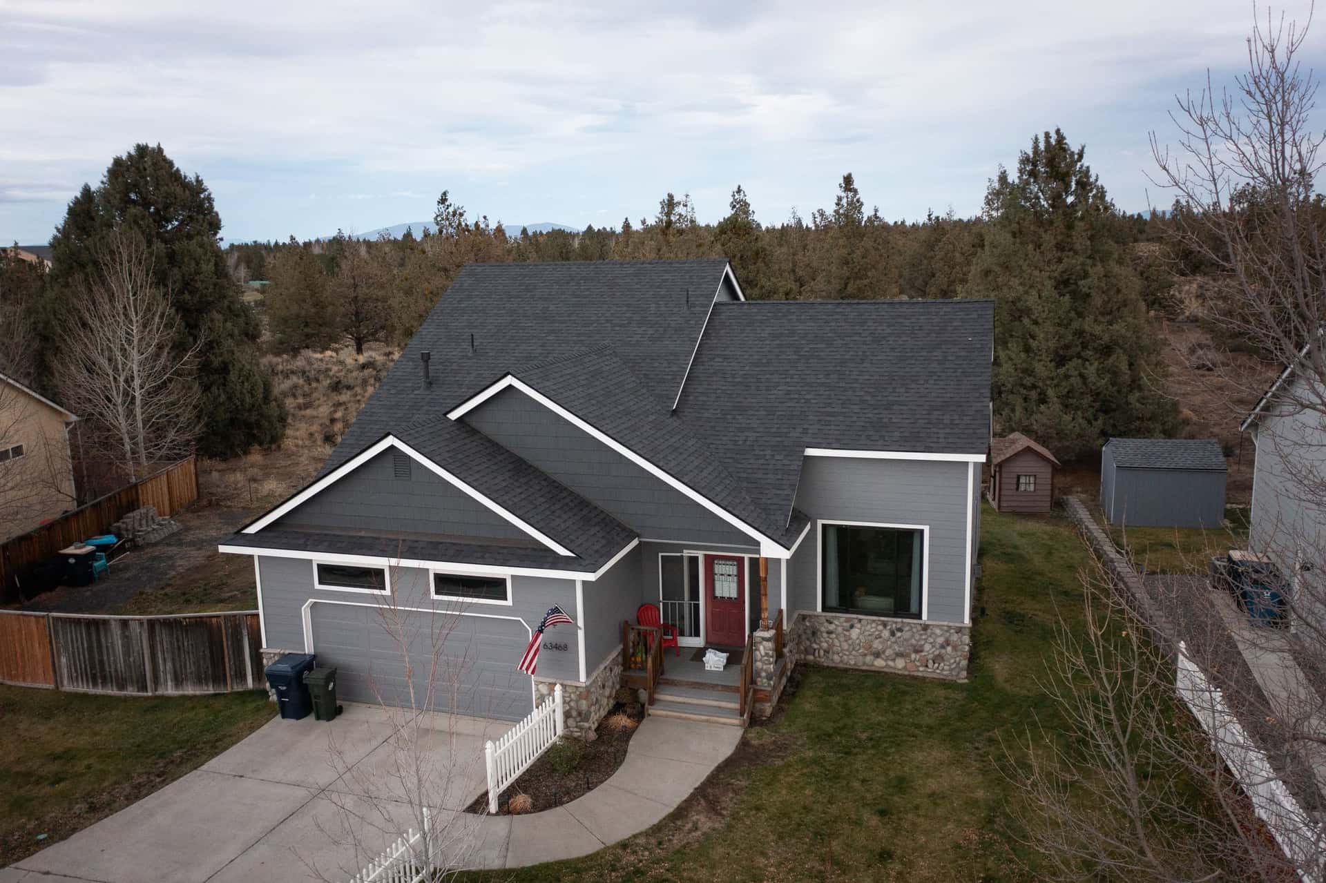 Aerial view of a Greenlee roof in Central Oregon