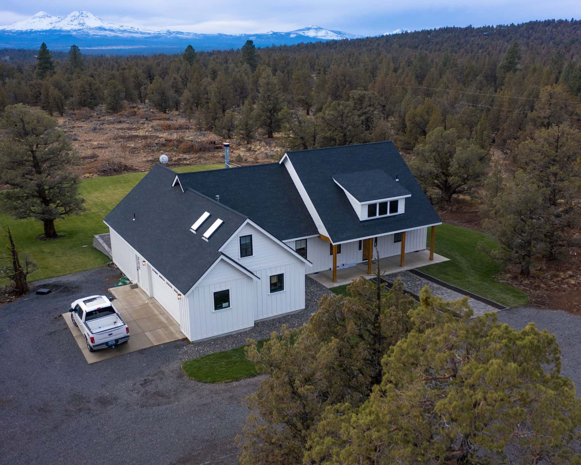 Aerial view of a Greenlee roof in Central Oregon